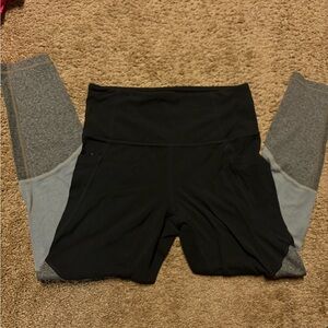 Athleta Black & Gray Colorblock Leggings